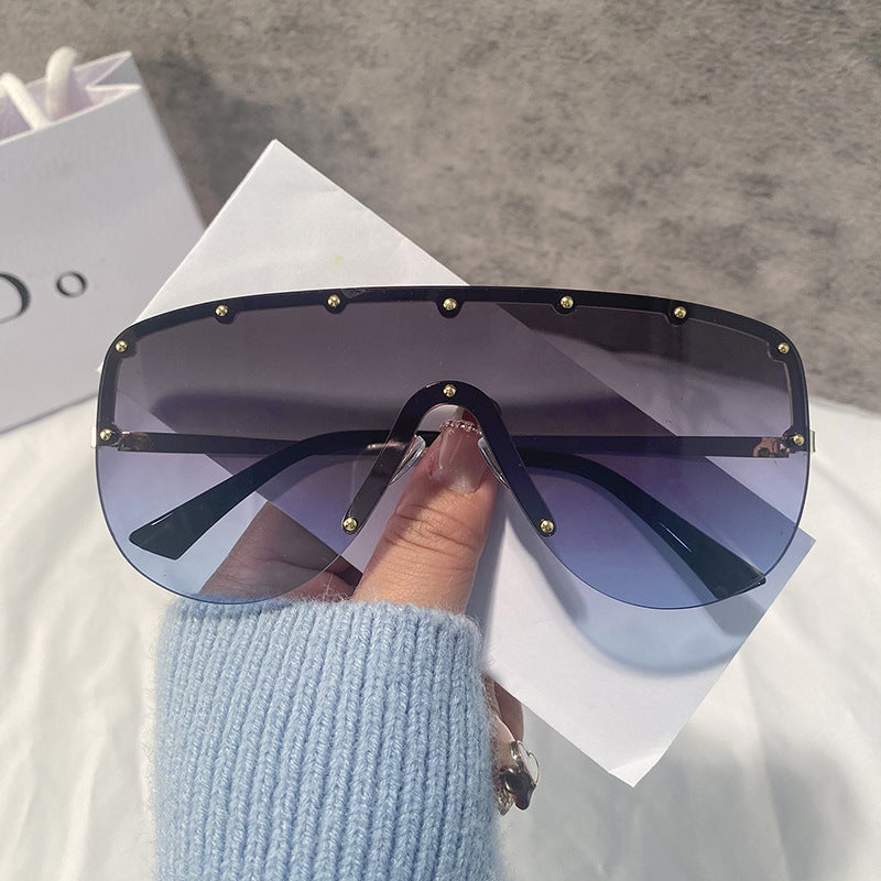 Wholesale PC All-in-one Big Frame Conjoined Frameless Unisex Same Style Sunglasses